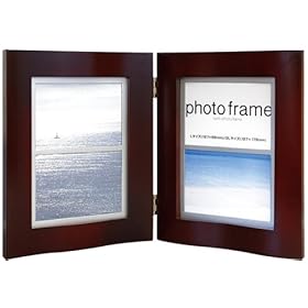 【クリックで詳細表示】木製インテリアフォトフレーム ツインフォト 2L判縦型2面 ブラウン