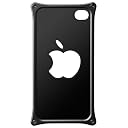 ABEE iPhone4/4S対応 アルミジャケット かわいい裏面りんご形状モデル ブラック MA-4J05-BK