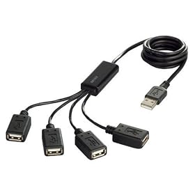 iBUFFALO USB2.0Hub 4�|�[�g �o�X�p���[ �Z�p���[�g:������ �u���b�N BSH4U07BK