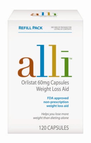  Alli Weight-Loss Aid, Orlistat 60mg Capsules, 120-Count Refill Pack