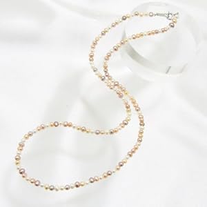 【クリックで詳細表示】「淡水パール パールネックレス マルチカラー(ナチュラル)系 2.5-3.0mm A～BB ポテト 引き輪(silver)」 シルバー(本真珠)【HKc10】