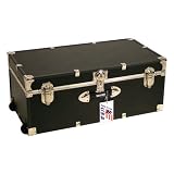  Locking Footlocker Trunk with Wheels - 30 in Black by Mercury Luggage