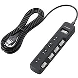 ELECOM ���K�[�h�^�b�v �ꊇ&�ʃX�C�b�` �z�R���V���b�^�[�t 4�� 5m BK T-K05-2450BK