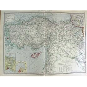HARMSWORTH MAP 1906 ASIA ARMENIA CYPRUS SMYRNA SAMOS