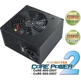 �T�C�Y �R�A�p���[2 400W ATX�d��12V�o�[�W����2.2�A����12cm�t�@���w���E�E��x���� CORE-400-2007