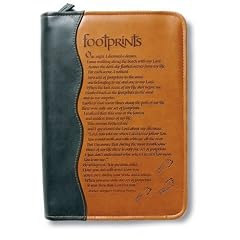 Footprints Book & Bible Cover: Duo-tone, Footprints, Medium, Two Tone Brown