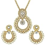 Girl Wedding Jwelleries White Metal Alloy Jewellery Set with Pendant And Earrings For Women