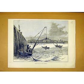 Bait Calais Harbour France Boats Fishing Print 1888