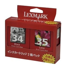 Lexmark TPJPN01 34+35 �u���b�N��e��+�J���[��e�ʃJ�[�g���b�W 2�p�b�N TPJPN01