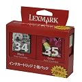 Lexmark TPJPN01 34+35 �u���b�N��e��+�J���[��e�ʃJ�[�g���b�W 2�p�b�N TPJPN01
