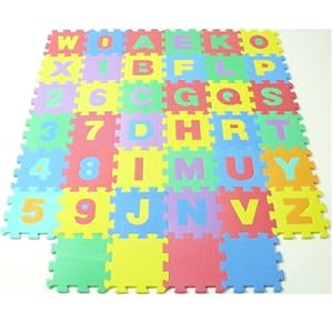 【クリックで詳細表示】アルファベットと数字のパズルマット 15cm 40ピース(30cm換算×10枚)(A666)