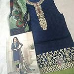 Blue Phulkari Brasso Dress Material With Dupatta