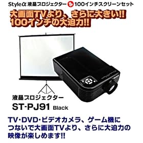���A�����C�t�@�t���v���W�F�N�^�[��100�C���`�X�N���[���Z�b�g Black�@ST-PJ91