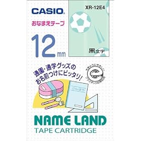 CASIO  �J�V�I �l�[�������h�e�[�v 12mm XR-12E4 ���Ȃ܂��e�[�v
