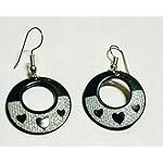 Black and silver Dangle Earring