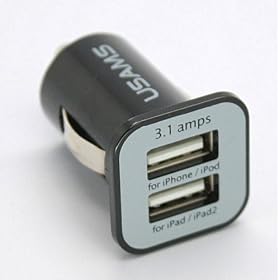 Gekiten iPad iPad2 Dual USB Car Micro Charger 3.1A �y�A�b�v�� �A�C�p�b�h �p �J�[ �}�C�N�� �V�K���b�g �p���[�h���C�u USB �`���[�W���[�z�u���b�N �� GE-IP024-BK