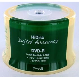 HIDISC Digital Accuracy �f�[�^�p 16�{���Ή� DVD-R ���C�h�G���A�v�����^�u�� �X�s���h���P�[�X 50���p�b�N HD DVR47DA16X50P