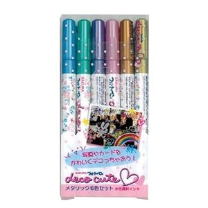 【クリックで詳細表示】サクラクレパス フォトペンデコキュートメタリック6色セット ZHK-S6M