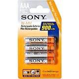  Sony Rechargeable AAA 900 mAh NiMH Batteries