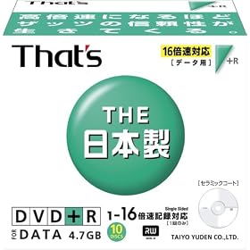 ���z�U�d�� That's DVD+R�f�[�^�p 16�{��4.7GB 10mmP�P�[�X10���� DR+47WTY10PN