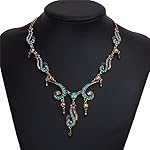 Colorful Crystal Tassel Flower Statement Necklace