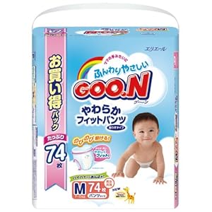 【クリックでお店のこの商品のページへ】グーン やわらか フィットパンツ Mサイズ 74枚： ヘルス＆ビューティー