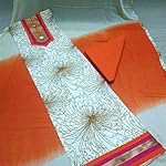 Orange Cotton Dress Material With Dupatta