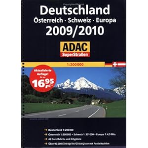 【クリックで詳細表示】ADAC SuperStrassen Deutschland / Schweiz / Oesterreich / Europa 2009/2010/ 1：200 000 [Perfect]