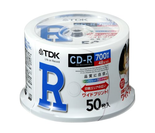TDK �f�[�^�pCD-R 700MB 48�{���Ή� �z���C�g���C�h�v�����^�u�� 50���|�b�g�P�[�X CD-R80PWDX50PA TDK (12���̊��z) 980