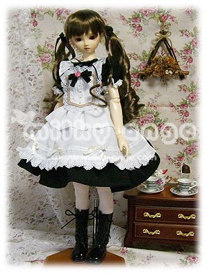 (ミルキーアンジェ) milky ange アンティーク アリス メイド アリス３ ブラック メイド服 SD DD オビツ 60cm BJD用ドレス