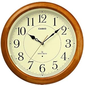 【クリックで詳細表示】CASIO (カシオ) 常時点灯機能付き 電波アナログ壁掛け時計 白木枠 IQ-1150NJ-7JF