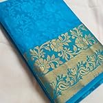 Blue Embossed Floral Tassar Silk Saree With blouse(AC001)