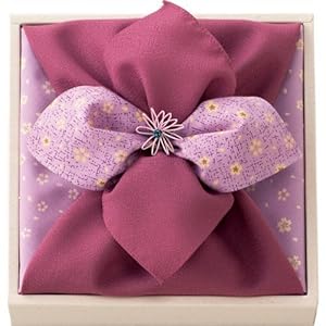 【クリックで詳細表示】彩美 花飾りふろしき・小ふろしきセット パープル
