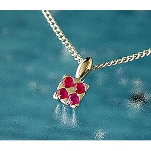 【クリックでお店のこの商品のページへ】SV天然ルビーペンダントネックレス・4石0.21カラットスクエアー！【誕生石7月】