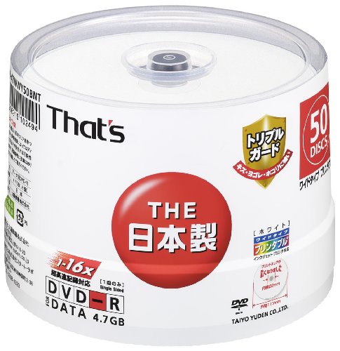 ���z�U�d�� That's DVD-R�f�[�^�p 16�{��4.7GB �g���v���K�[�h(�n�[�h�R�[�g)���C�h�v�����^�u�� �X�s���h���P�[�X50���� DR-47WWY50BNT ���z�U�d (24���̊��z) 1,920