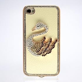 Gekiten Softbank au iPhone 4 4S Cystal Swan White �y�A�C�t�H�� 4 4S�Ή� �X���� ���� �P�[�X�z �z���C�g �� CASEIH4S-CrystalSwan-WH