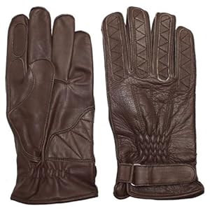 【クリックで詳細表示】AXEL 天然牛革製 ツーリングレザーグローブ パッド付きブラウン 丈夫な外縫い＋立体裁断