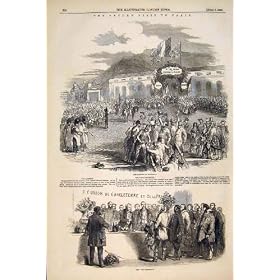 Paris France Boulogne Vin D'Honneur Old Print 1849