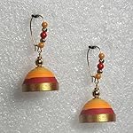 Yellow-red hanging jhumka