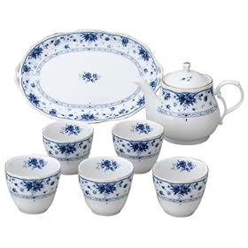【クリックで詳細表示】ジョバンニバレンチノ セルリアンブルー トレー付ティーセット