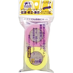 【クリックで詳細表示】ヤマト メモックロールテープ蛍光カラー詰替用ローズ＆レモン