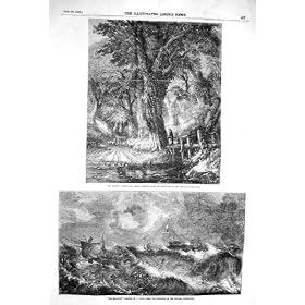 1856 BROOK RIVER SHEEP SEA-SCAPE SHIP STORMY SEA PRINT