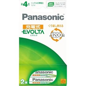 Panasonic EVOLTA �[�d���G�{���^ �j�b�P�����f�d�r �P4 ( 2�{��) �u���X�^�[ HHR-4MRS/2B