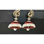 Red Metal Brass Traditional Jhumki Earring