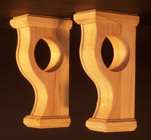  Solid wood Sconce Set for curtain or closet rods, 2/set [CAPITOL CITY LUMBER]