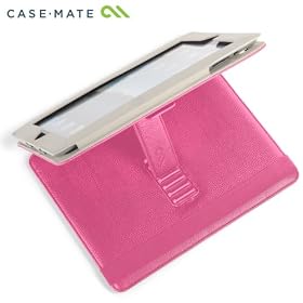 Case-Mate iPad 2 Versant Leather Folio Stand Case With Hand-Strap, Pink �X�^���h�@�\�E�n���h�X�g���b�v�� �u�b�N�^�C�v ���U�[���P�[�X�uVersant�v �s���N CM013830