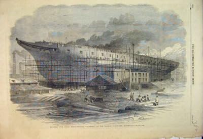  建物の蒸気のフリゲート艦の戦士の 1860 のテムズの Ironworks