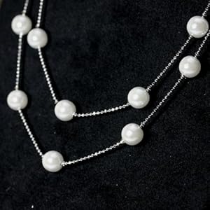 【クリックで詳細表示】最高級ダブルチェーン系Pパールネックレス豪華巾着袋付きNF110P(プラチナ仕上げ)