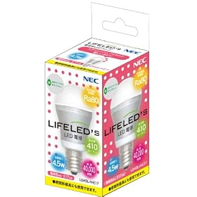 NEC���C�e�B���O LIFELED�LS LED�d��(E17�����E��ʓd���`�E4.5W�E410���[�����E�d���F����) LDA5L-H-E17