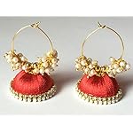 Silk Thread Jhumki Earrings with Loreal Pearl Beads